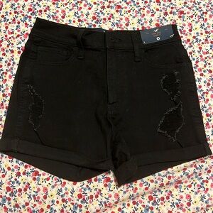 brand new distressed black jean shorts